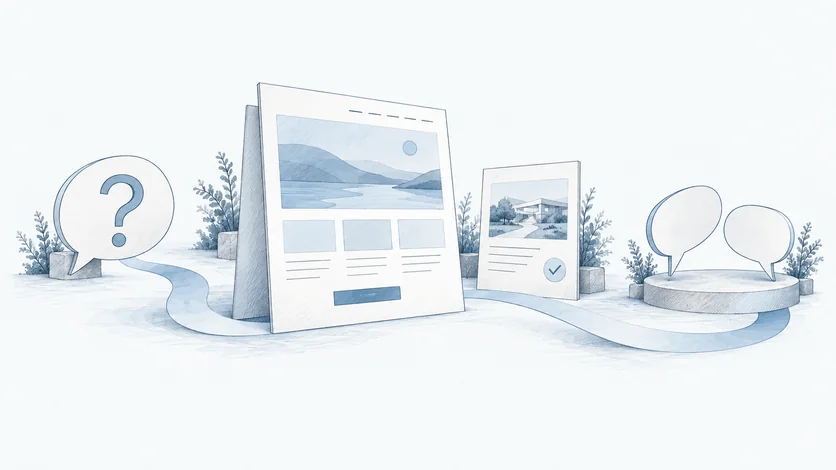 A website connects the concerns of a prospect with relevant information, evidence, and a conversation.