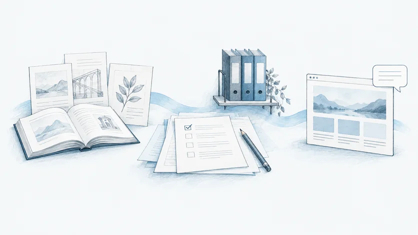 Sources are technically reviewed, organized as knowledge, and made usable for digital applications.
