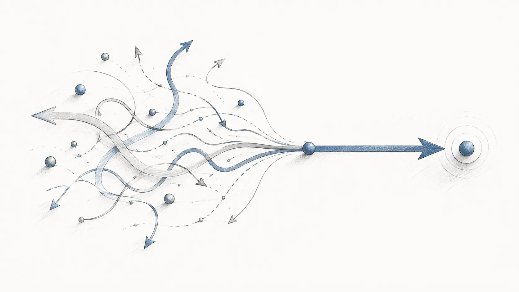 Drawn paths that are aligned towards a common goal through clear positioning