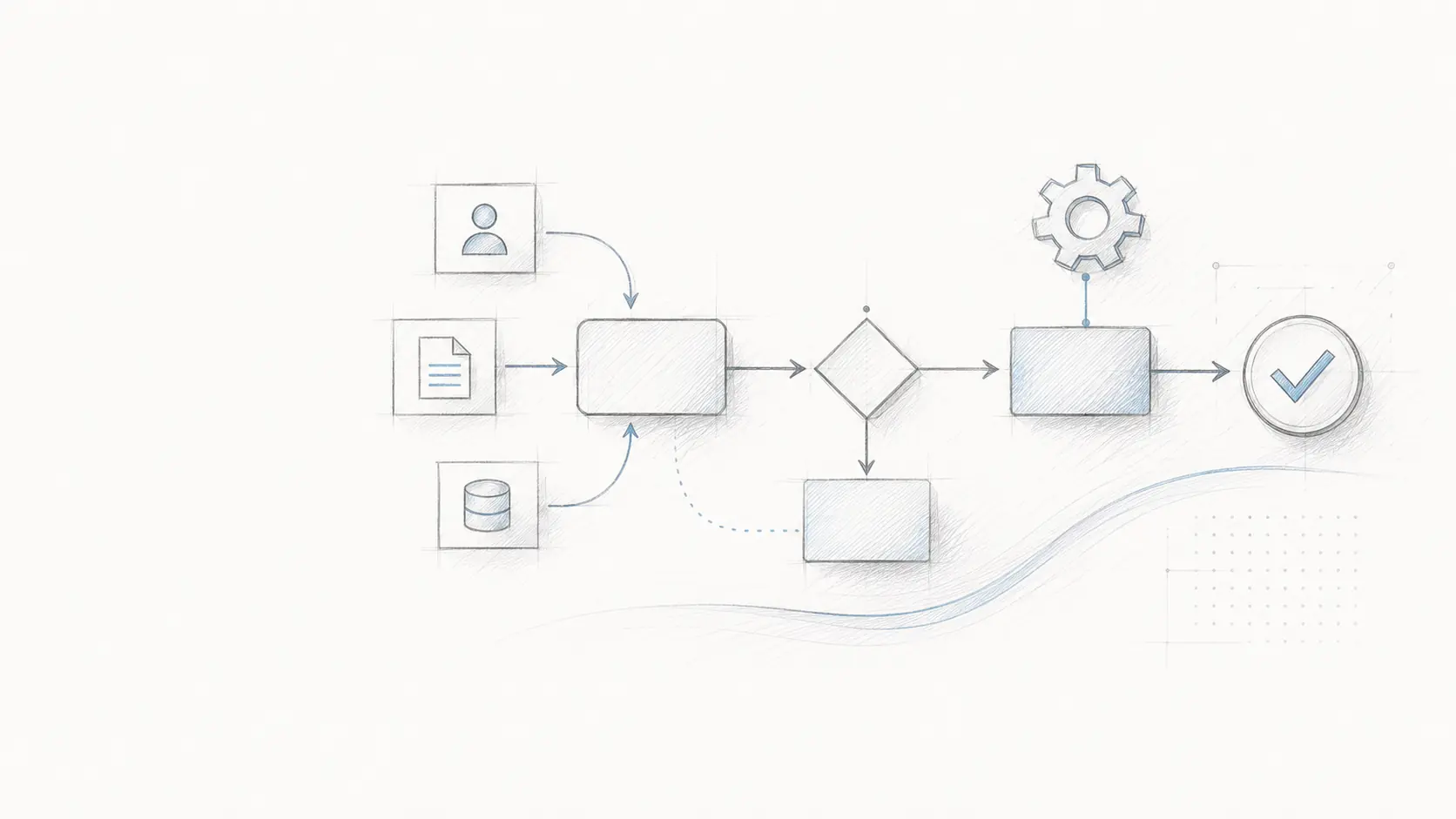 Drawn controlled workflow as a symbol for AI and automation
